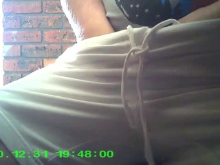 Caught masturbating under desk wearing